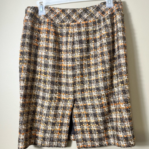 LOFT Petite 6/8 Wool Blend Tweed Skirt Suit Jacket Skirt Neutral Classic Chic - Picture 11 of 16